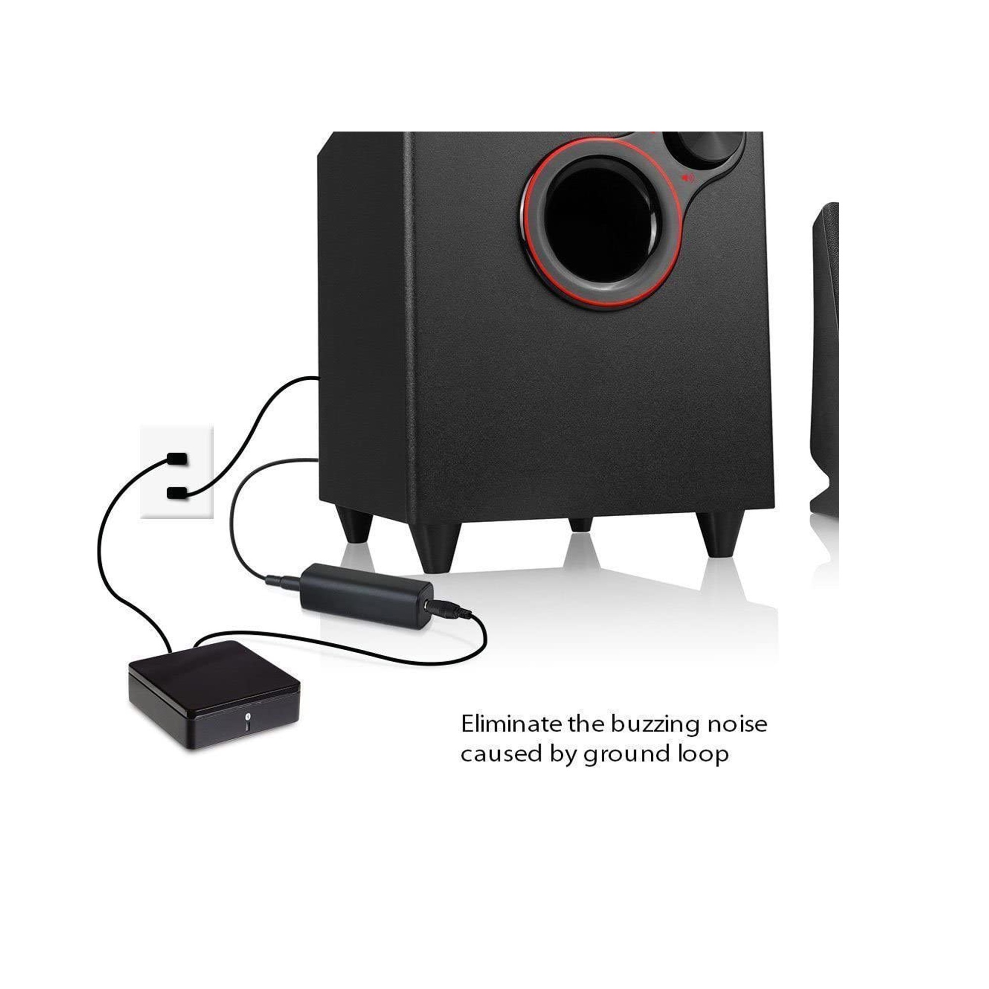 GI35-A 3.5mm ground loop noise isolator for car speakers, PC and home stereo - eliminates buzzing and hum from Bluetooth receivers and hands-free car kits
