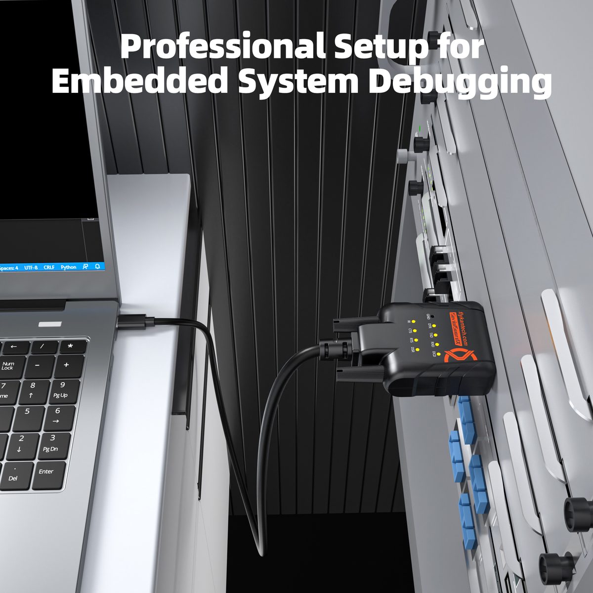 RS232-ESD9C USB-C to Serial Adapter, 9 LEDs, ESD Safe