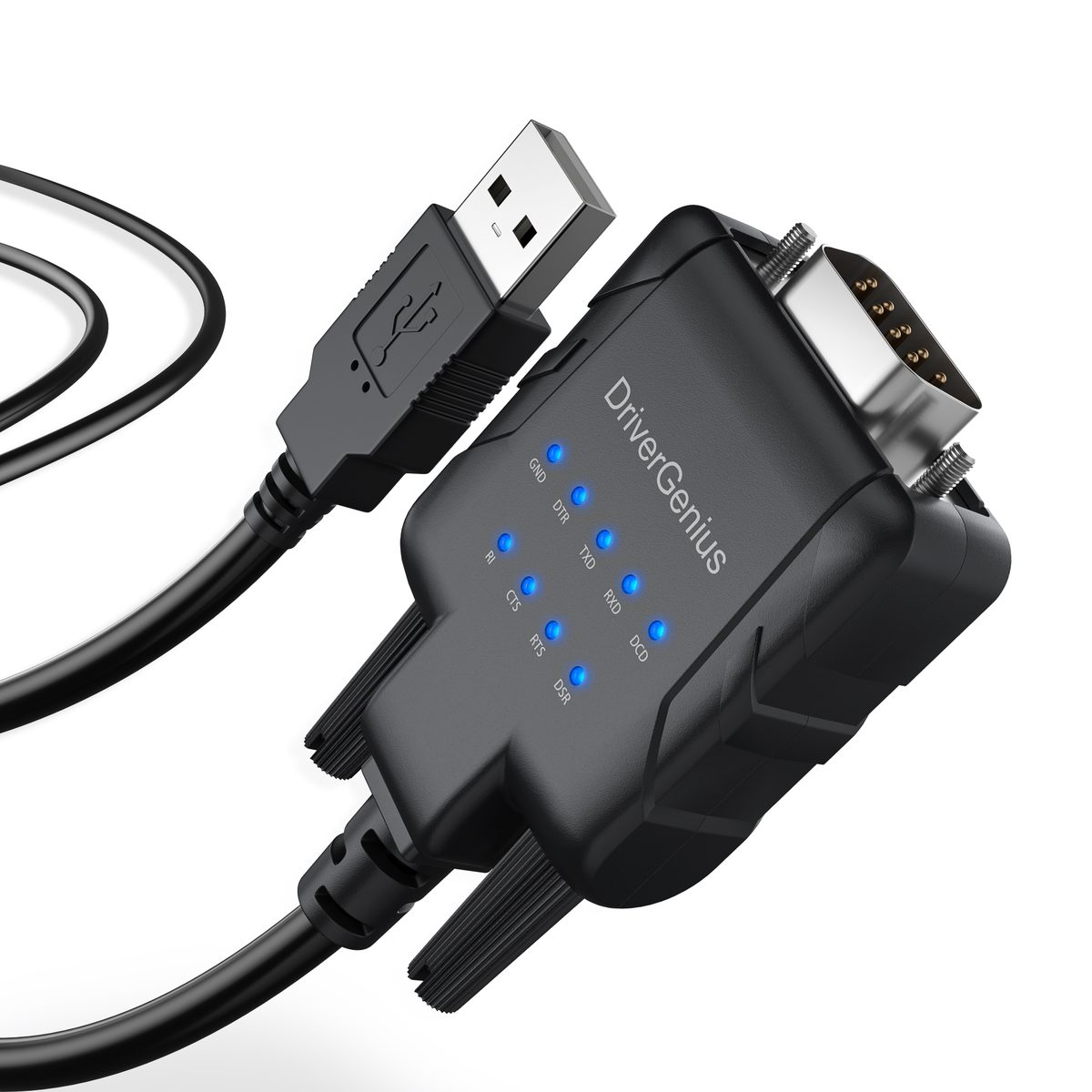 USB232A-E-A USB to Serial Adapter w/ 9 x LED (PL2303)