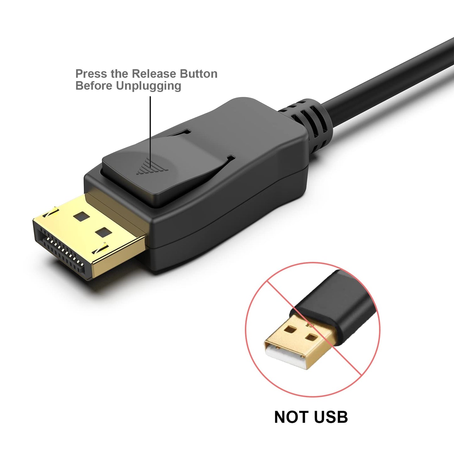 DisplayPort 1.2 Cable for Monitor - DP Video/Display Cord