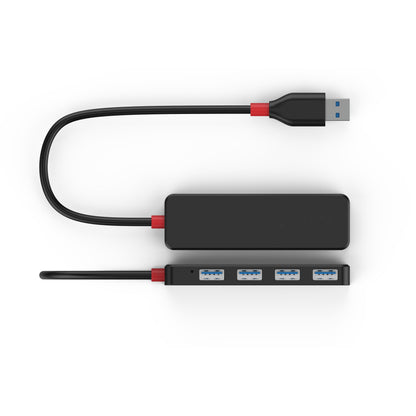 4-Port SuperSpeed Mini USB 3.0 Hub - 5Gbps - Black & Red