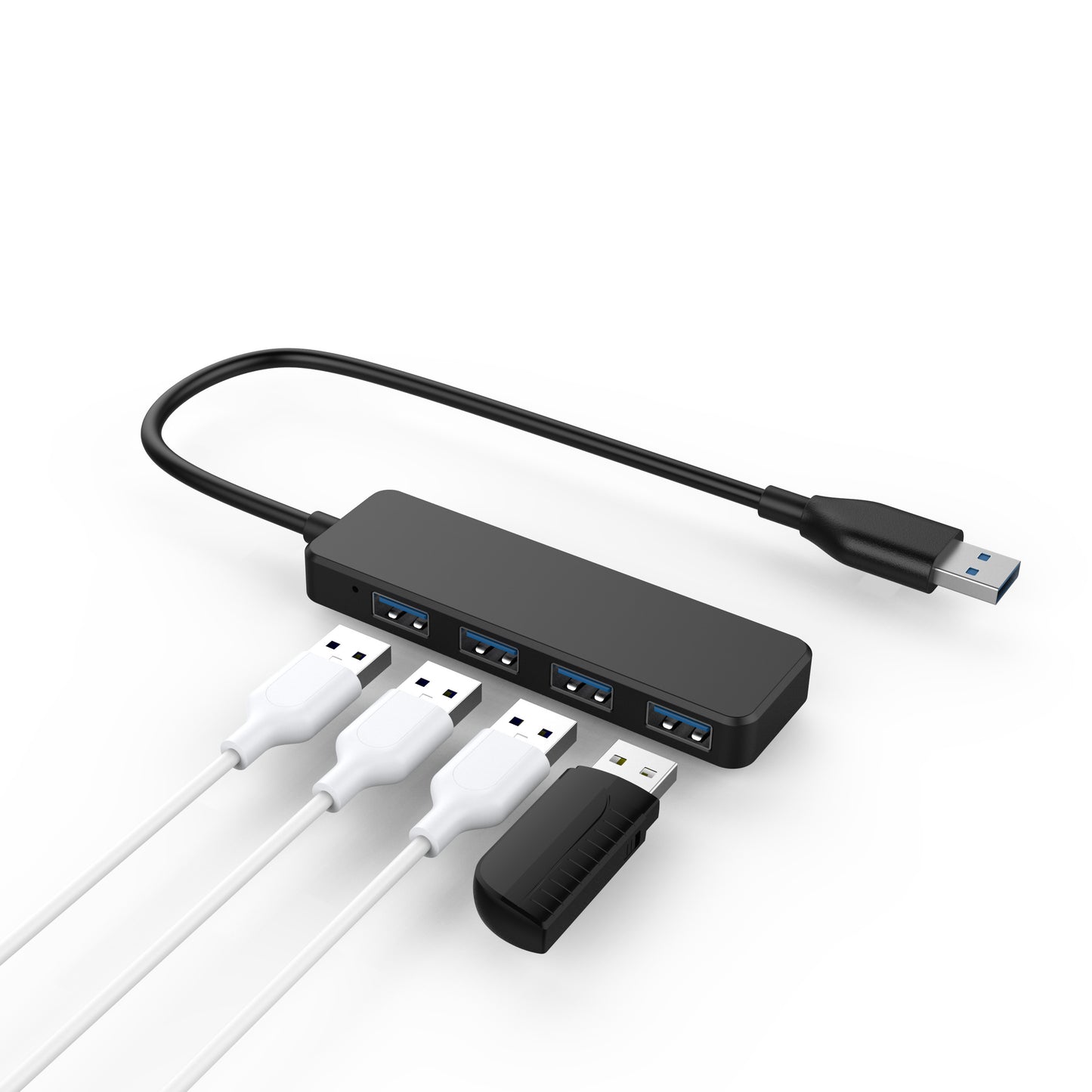 4 Port-SuperSpeed Mini USB 3.0 Hub - 5Gbps - Black